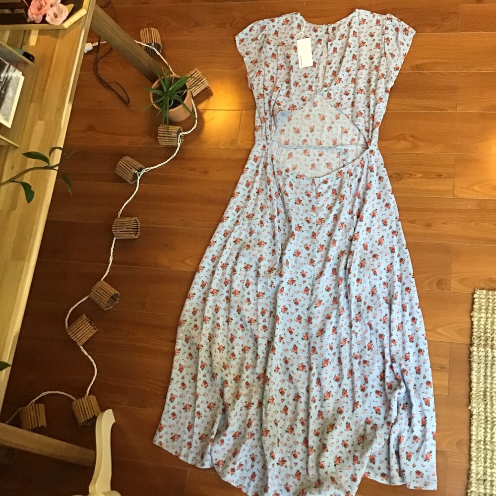 Reformation floral cap sleeve maxi dress back cuto - Picture 9 of 12